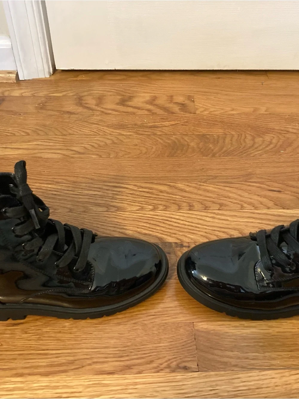 GAP Black Patent Lace-Up Kids Boots